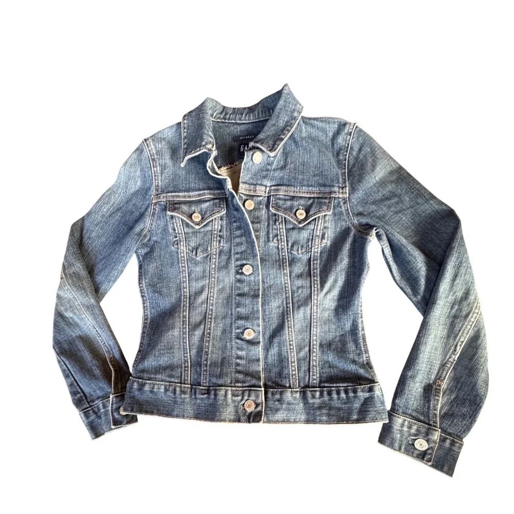 GAP‎ Stretch Denim Jacket Blue Classic Trucker Style Size S